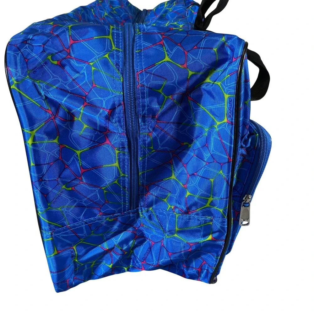 Outdoor Products Blue Neon Geometric Web Duffel Bag‎ Travel Gym Sporty Retro